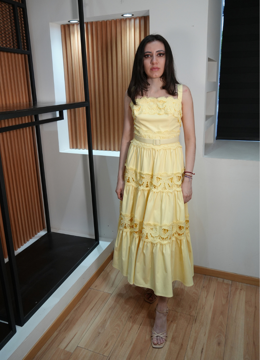 Vestido midi butter yellow