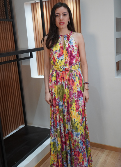 Vestido halter print floral