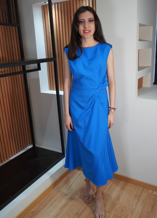 Vestido midi azul rey