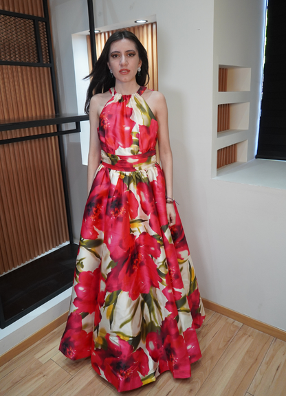 Vestido largo print floral