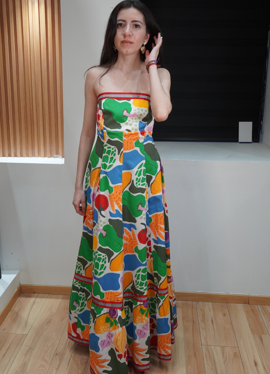 Vestido strapples print color
