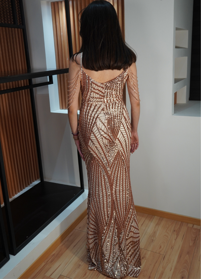 Vestido lentejuela rose gold