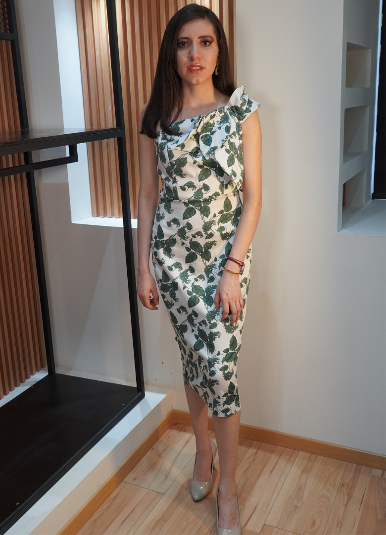 Vestido midi estampado verde