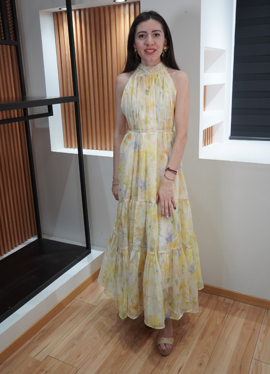 Vestido halter print floral