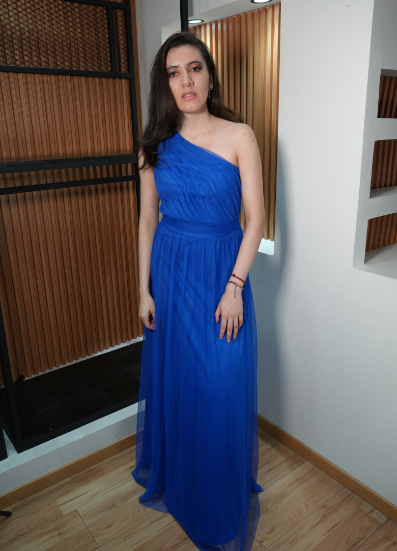 Vestido mesh azul rey