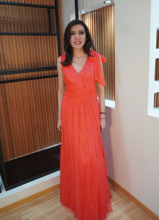 Vestido largo coral