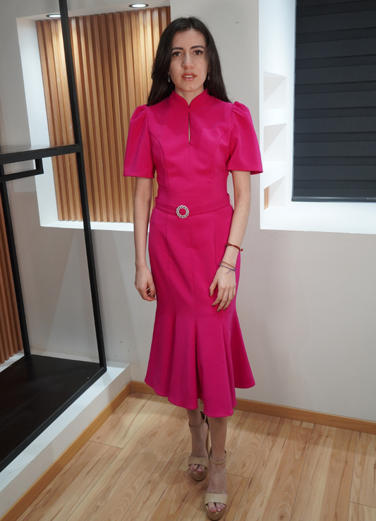 Vestido magenta midi