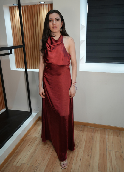 Vestido halter satinado