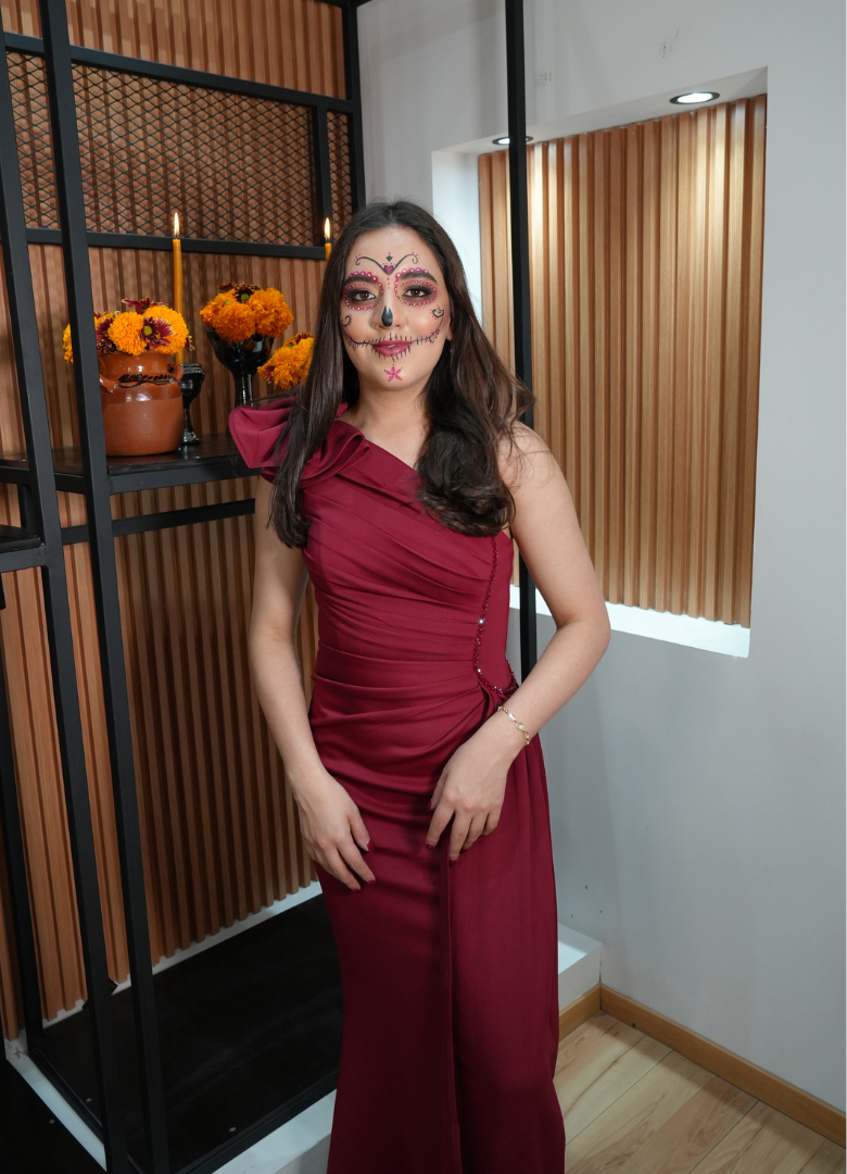 Vestido largo vino