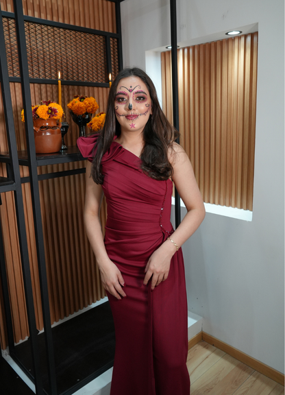 Vestido largo vino