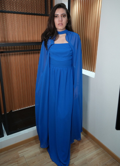 Vestido capa azul rey