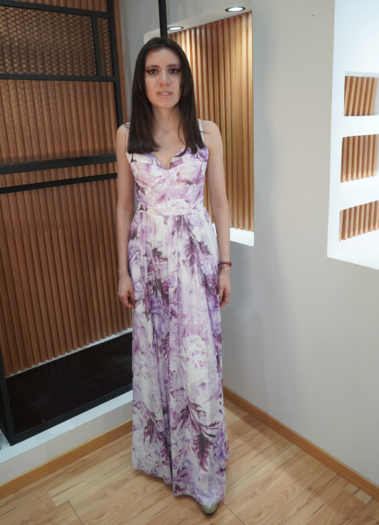 Vestido print floral lila