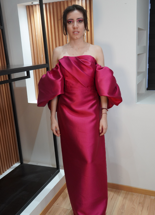 Vestido rosa abullonado