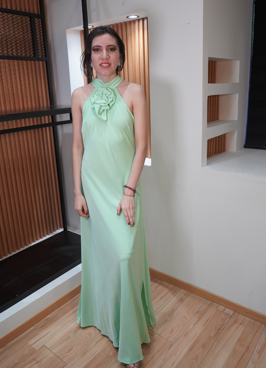 Vestido halter pistache