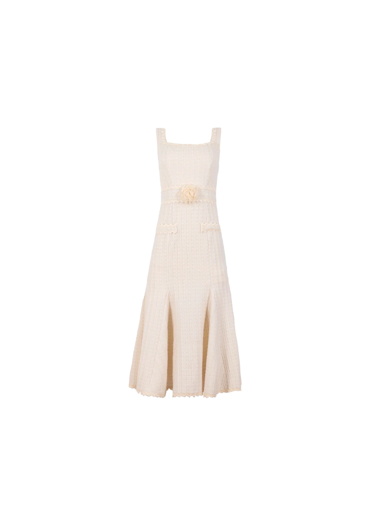 Vestido nude jacquard flor