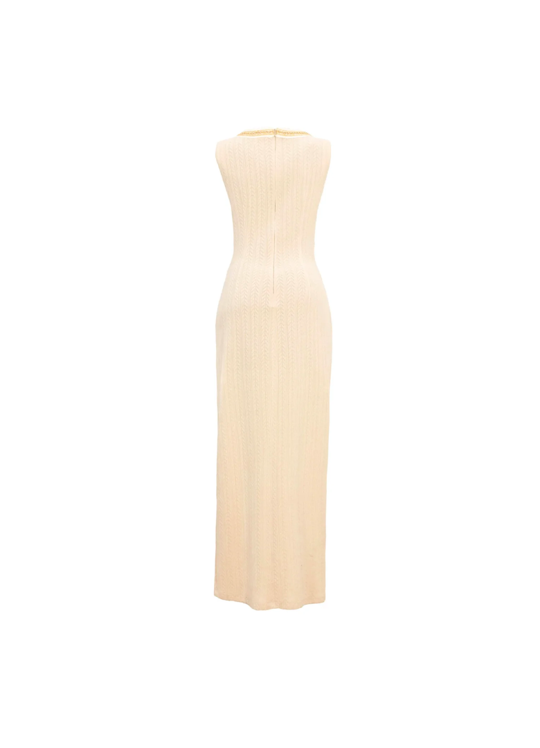 Vestido maxi knit nude