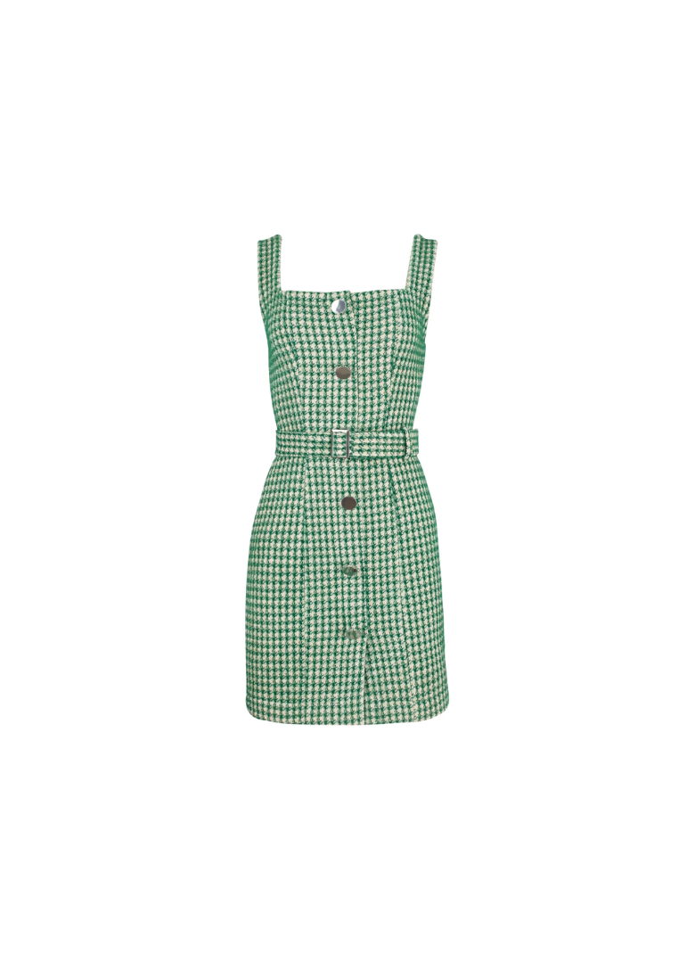 Vestido mini tweed verde