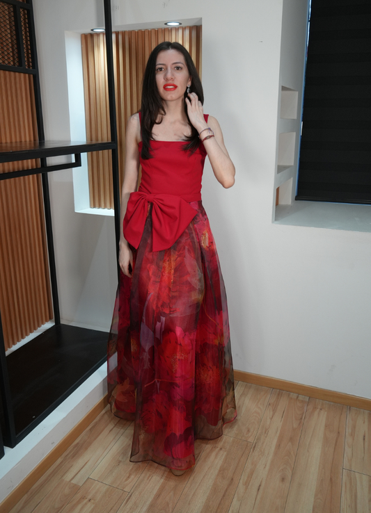 Vestido rojo detalle moño