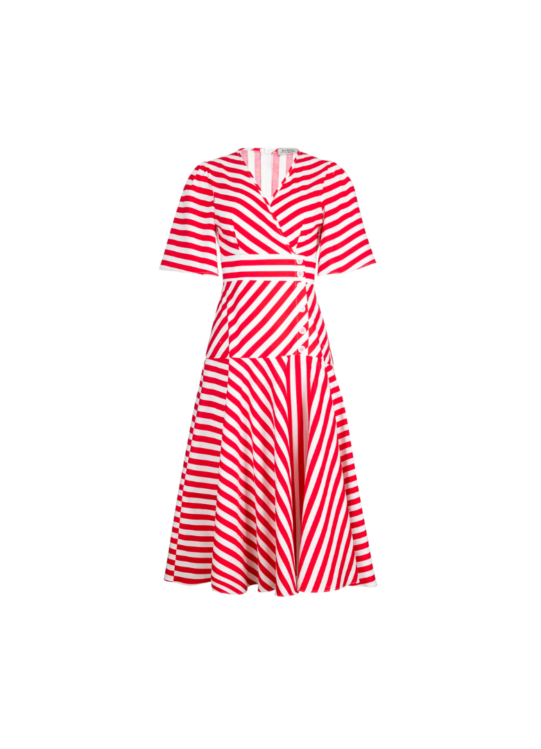 Vestido midi lineas rojo