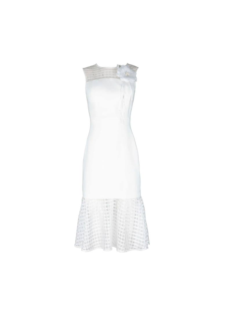 Vestido midi blanco flor