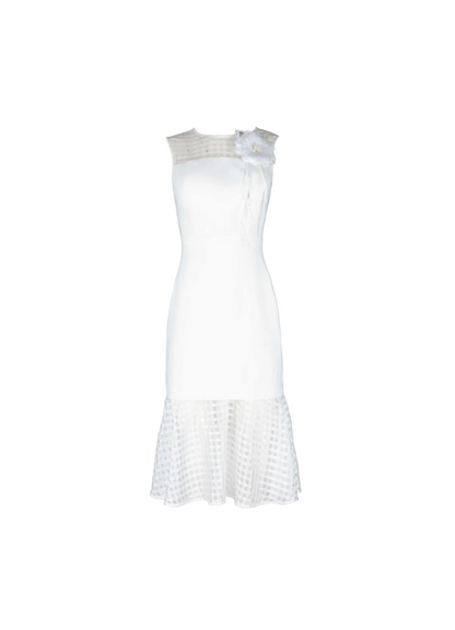 Vestido midi blanco flor