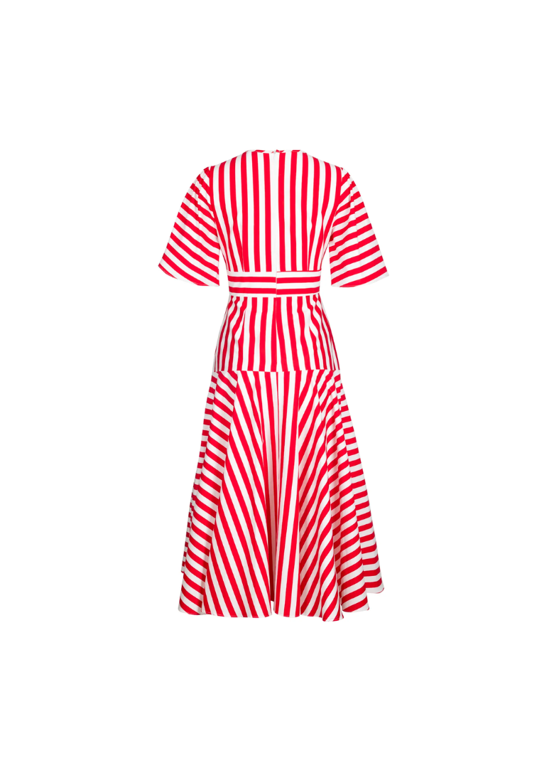 Vestido midi lineas rojo