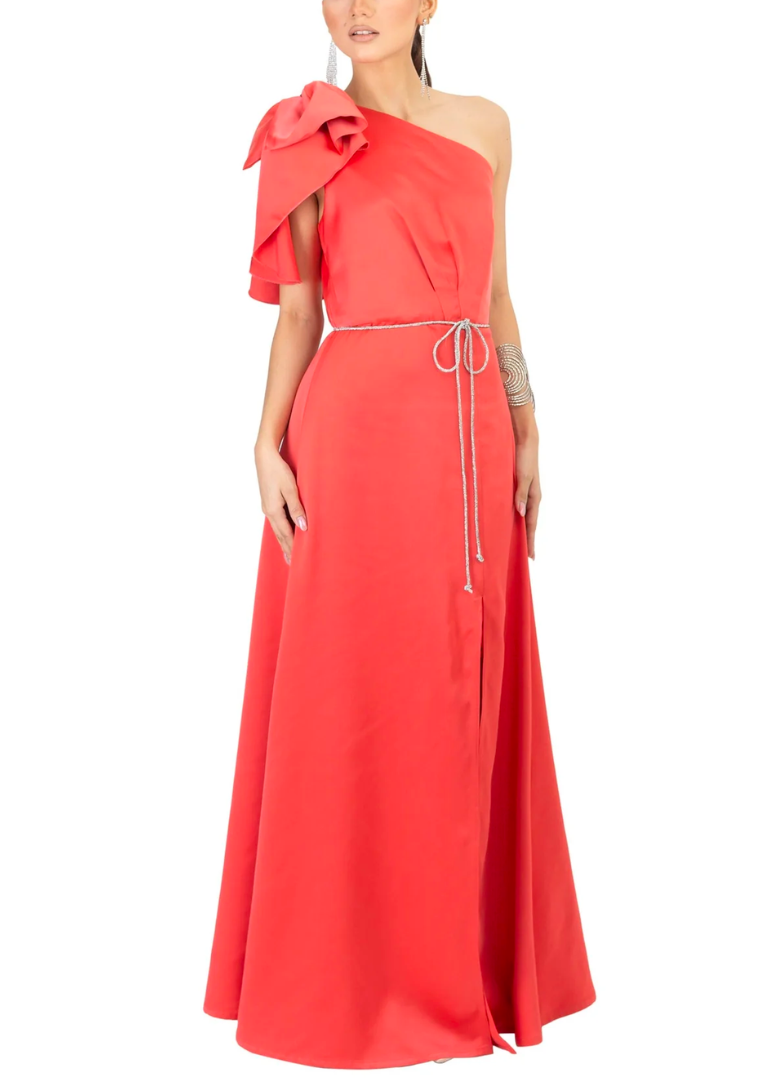 Vestido coral satin largo