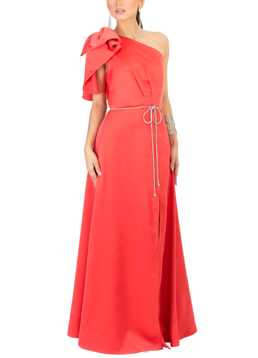 Vestido coral satin largo