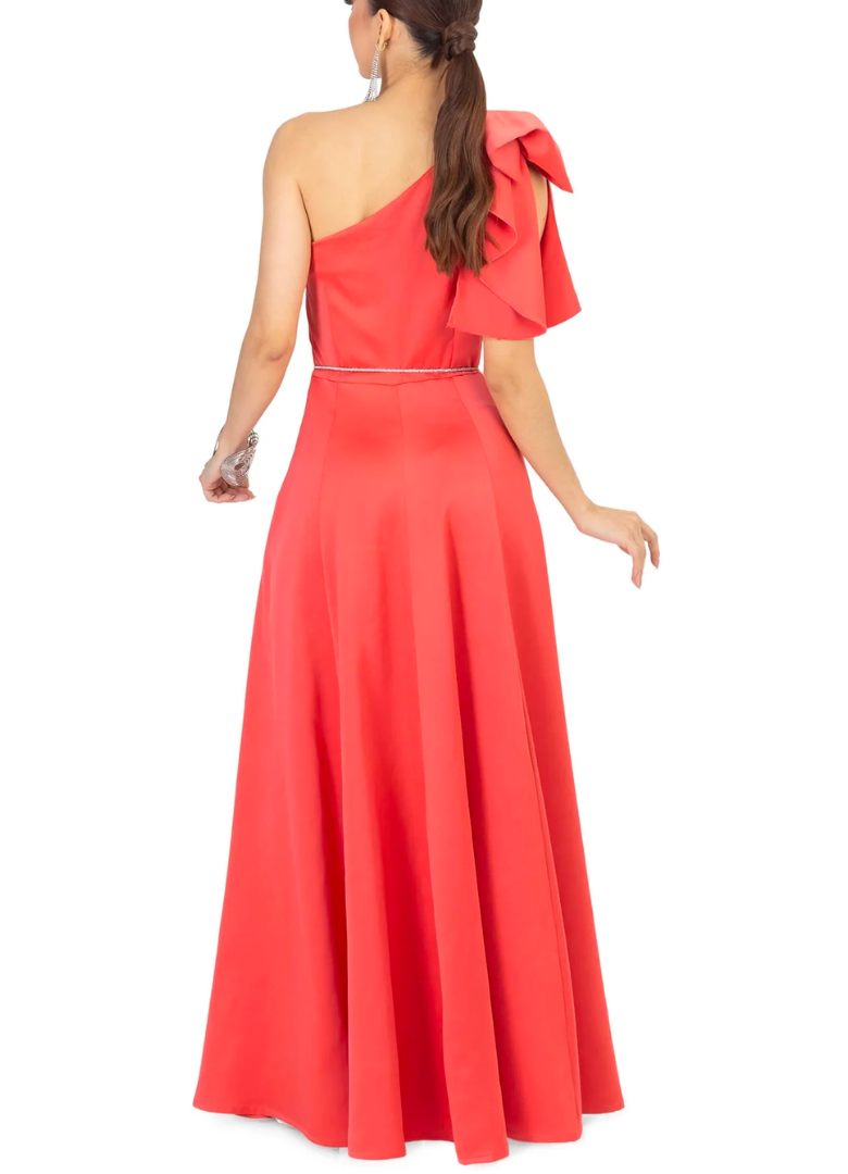 Vestido coral satin largo