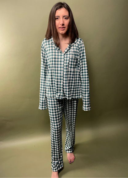 Checkered printed Christmas pajamas