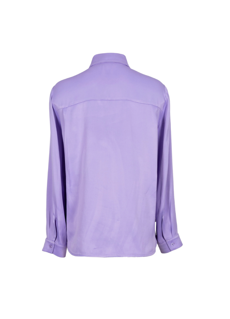 Camisa larga botones color lavanda