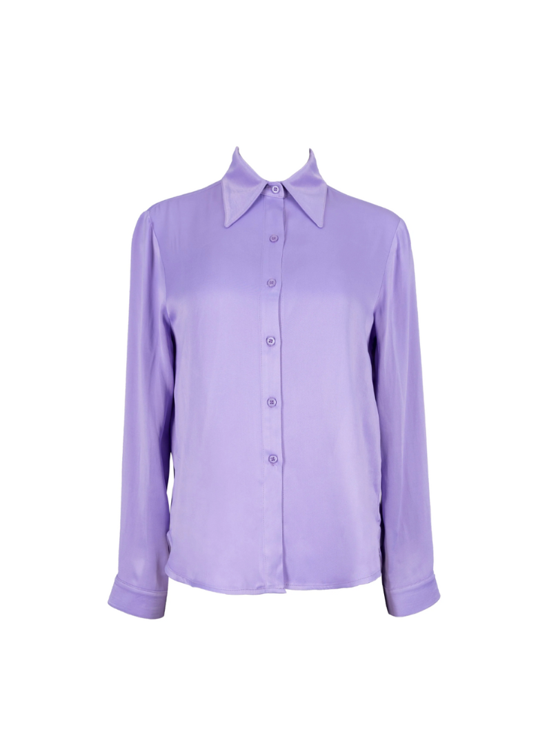 Camisa larga botones color lavanda